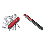 Victorinox deluxe Tinker Couteau de Poche Suisse, Léger, Multitool, 17 Fonctions, Tournevis, Ciseaux, Rouge & Aiguisoir Double pour Couteaux, Swiss Made, Portable, Noir/Rouge