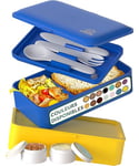 Umami Bento Lunch Box, 2 Pots à Sauce & Couverts en Bois Inclus, Lunchbox Micro-Ondable, Boîte à lunch Adulte, Boîte Repas Compartimentée, Boîte Bento Lunch Box, Bento Box