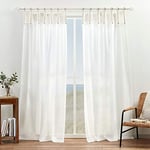 Exclusive Home Curtains Hawkins Sheer Bronze Ring Top Curtain Panels, 54x84, Natural