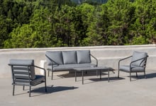 Salon de jardin Sofa ALEXIS-8 SET SOFA 3 PLAZAS Finition ANTHRACITE Tissus GRIS MARILAND DRALON