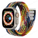 Flätat Solo Loop för Apple Watch Ultra band 49mm 45mm 41mm 44mm 40mm 42mm armband armband iWatch serie 9 7 SE 8 6 5 4 3 band Färgglad Colorful 42-44-45-49mm-S