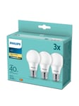 Philips LED-lyspære Standard 4.9W/827 (40W) Frosted 3-pack E27