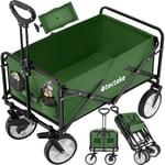 tectake Chariot à roulettes Chariot de Transport Pliable pour Transport Enfant, Plage, Festival, Camping, Courses, Chariot de Jardinage, Promenade - Vert