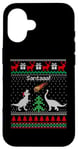 Coque pour iPhone 16 Pull de Noël avec motif dinosaure moche