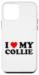 Coque pour iPhone 12 mini J'adore mon chien Collie Heart, maman et papa