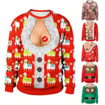 3d unisex jultröja Ugly tomte tröja med rund hals Xams cosplay kläder Red L