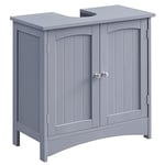 VASAGLE Meuble sous Lavabo, Meuble de Salle de Bain, Placard sous Vasque, avec 2 Portes, Étagère Réglable, Beaucoup d’Espace de Rangement, Style Cottage, 30 x 60 x 60 cm, Gris Mystique BBC001P36