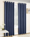 Enhanced Living Vogue Navy Blue 66 x 72 inch (168x183cm) Eyelet Thermal Noise Reducing Dim Out Curtains for Bedroom and Living Room