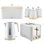 Tower Cavaletto Jug Kettle, 2 Slice Toaster, Bread Bin Canisters Kitchen Set (Op