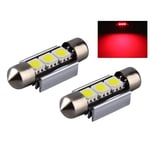 C5W Canbus 36mm röd Led spollampor SV8.5 Red 36mm Röda 2-pack