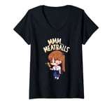 Womens Mmm... Meatballs Meatballs Meat Lover V-Neck T-Shirt