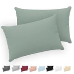 Twinzen® Taie Oreiller 40x60 (Lot de 2) - 100% Coton Jersey 150 GSM - Vert - Taie d'oreiller 40x60 - Housse de Coussin avec Fermeture Éclair - Certifié Oeko-Tex