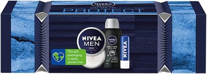 NIVEA MEN DAILY TRIO CRACKER 3PC GIFT SET SHOWER GEL CREME LIP BLAM