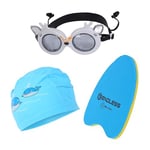 Endless Kids Swimming Adventure Set – Fun Goggles, Playful Cap & Sturdy Kickboard| Anti-Fog, UV Protection | Cartoon Printed | Durable|Ideal for Boys & Girls | Perfect for Swim Lessons & Pool Playtime