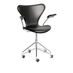 Fritz Hansen - 3217 Sjuan - Helklädd, Läder, Essential Black - Skrivbordsstolar - designer_arne_jacobsen - Svart