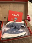 Superfit Kids trainers Real Leather Light Blue . Grey + Glitter EU SIZE 29 New