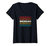 Womens I Love Messiah Personalized Retro Sunset First Name V-Neck T-Shirt