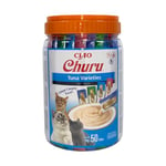 INABA Churu - Friandises pour Chats en Purée Variétés de Thon - Délicieux Snacks pour Félins - Texture Lisse et Onctueuse - Nourriture pour Chats - 50 Tubes x 14g