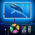 Daymeet TV Led Lights for TV Led Backlight 5M USB TV Led Light Strip for 55-85 inch TV Monitor Behind Lighting RGB Color Changing Led TV Lights with Remote Music Sync Bluetooth APP Control