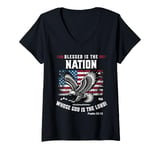 Womens Blessed Is The Nation Whose God Is the Lord Psalm 33:12 V-Neck T-Shirt