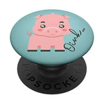 Cutest Animal For Kids Little Oink Pink Pig On Blue Back PopSockets Grip and Stand for Phones and Tablets