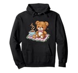 Cartoon teddy bear with honey and tea Pullover Hoodie