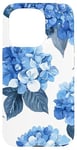 Coque pour iPhone 15 Pro Aquarelle Floral Bleu Hortensias Pretty Blue Floral