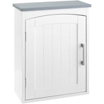 Kleankin - Armoire haute murale de salle de bain ou wc - placard porte avec étagère réglable - dim. 41L x 18l x 52H cm - mdf blanc gris - Blanc