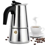 2 Cup Espresso Pot Coffee Maker Stainless Steel Gas Electric Ceramic Stove 100ml