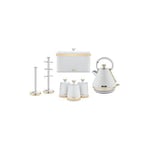 Tower Cavaletto Optic White 7pc Kitchen Set Kettle Bread Bin Canisters