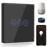 BSEED WiFi Variateur de Lumière,1 Gang 1 Voie Intelligent Interrupteur gradateur Noir,Compatible avec Amazon Alexa et Google Home,Interrupteur Connecté WiFi avec Écran Tactile(Ligne Neutre Requis)