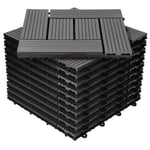 ECD Germany WPC terrassplattor 30x30cm 11er besparingsuppsättning för 1m²