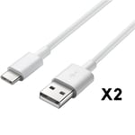 Cable USB-C pour Xiaomi REDMI NOTE 9 / NOTE 9 PRO / NOTE 10 / NOTE 10 PRO - Cable Type USB-C Blanc 1 Metre [LOT 2] [Phonillico]