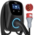 Tera Smart EV Chargeur Type 2 Wallbox: Borne de Recharge Vehicule Electrique 11kw Triphasé,16A 380V CE Certifié avec APP WiFi Bluetooth, 7M Câble de Recharge, Support Mural de Chargeur pour EVs PHEVs Nior