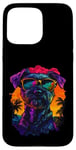 Coque pour iPhone 15 Pro Max Mini schnauzer Lovers Design coucher de soleil vintage Mini schnauzer