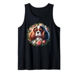 King Charles Spaniel Lover Puppy Floral Wreath Cute Dog Tank Top