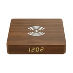 Tailixing Alarme Horloge Multifonctions sans Fil Chargeur de téléphone Portable réveil d'affichage numérique en Bois, Jaune Grain de Bois