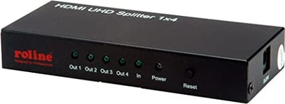 ROLINE Splitter 4K HDMI 1 in 4 out I Résolution vidéo en 4K Ultra HD et qualité 3D I Adaptateur HDMI vidéo/audio I 4 ports noir