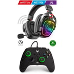 Casque Gamer Sans fil Bluetooth RGB XPERT H1500 7.1 compatible PC SWITCH-PS5 - PS4 + Manette XBOX ONE-S-X-PC Noire