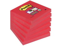 Post-It Super Sticky Block 654-6Ss-Po, 76X76mm, Röd, 90 Ark, 6 Delar (3M0566)