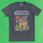 Dungeons And Dragons Cartoon Navy Marl T-Shirt : S,M,L,XL,XXL,3XL