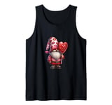 Funny Valentines Gnome Dad Graphic With Red Heart Lollipops Tank Top