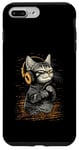 Coque pour iPhone 7 Plus/8 Plus Chat heureux avec écouteurs – Adorable chaton mélomane