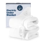 Single Electric Heated Underblanket - Energy Efficient, Machine Washable Fleece Throw, 135x65cm