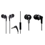 Panasonic ErgoFit Wired Earbuds, In-Ear Headphones with Microphone and Call Controller & RP-HJE125E-K Ergofit In Ear Wired Earphones with Powerful Sound, Comfortable Non-Slip Fit - Black