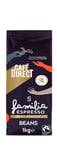 Cafédirect Familia Espresso Coffee Beans 1kg - Fairtrade Arabica Whole Beans Slow-Roasted for a Smooth and Intensely Rich Flavour - Ideal for Espresso Machines