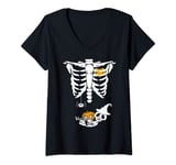 Womens Halloween Skeleton Baby Rib Cage Maternity Costume Pregnant V-Neck T-Shirt