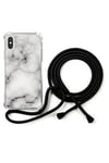 Evetane Coque et étui téléphone mobile cordon iphone x/xs noir dessin marbre blanc evetane