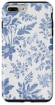 Coque pour iPhone 7 Plus/8 Plus Bleu Blanc French Toile Botanique Imprimé Floral