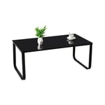 Clipop - Table basse moderne Table d'appoint Plateau en verre Meuble de salon Pieds 105 x 55 x 42 cm, Noir